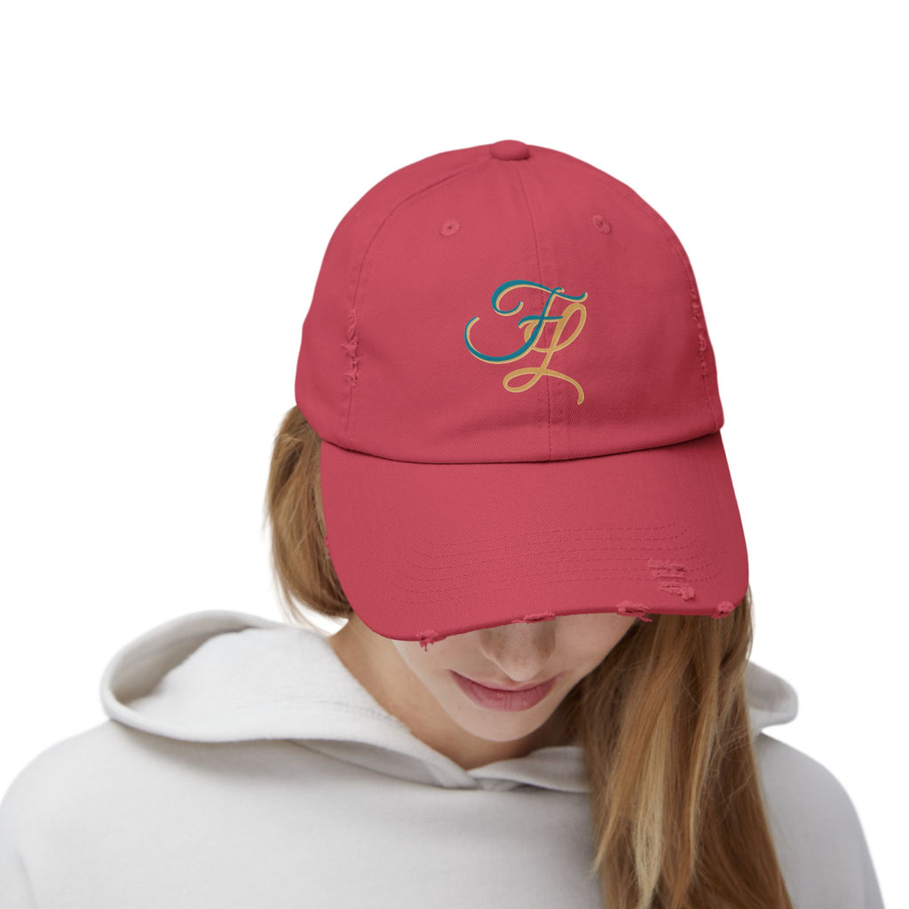 Distressed Cap with 'FL — Forbidden Love' Monogram