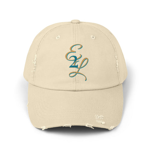 Distressed Black Cap with 'E2L' Enemies to Lovers