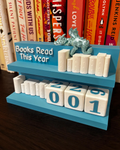 Books Read Counter: Bookworm Decor with Dice - Track Reading: Counter with White Books & Dragon
