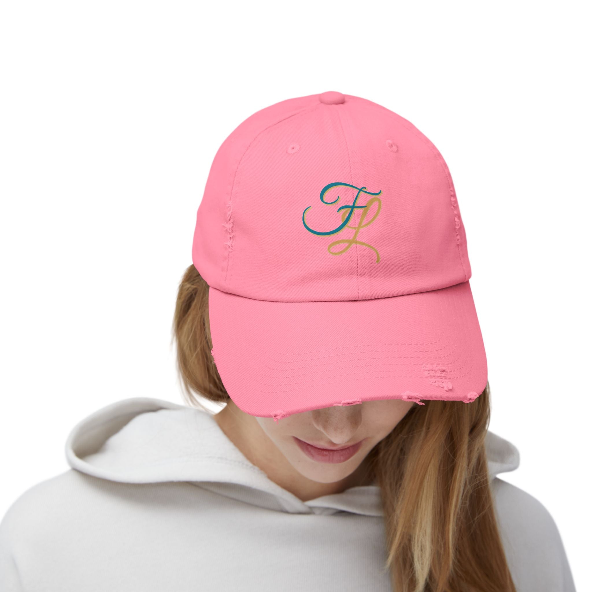 Distressed Cap with 'FL — Forbidden Love' Monogram